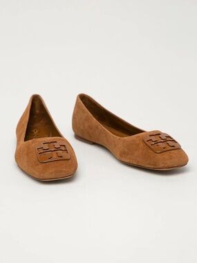 Tory Burch Square Toe Georgina Suede Ballet Flats 8